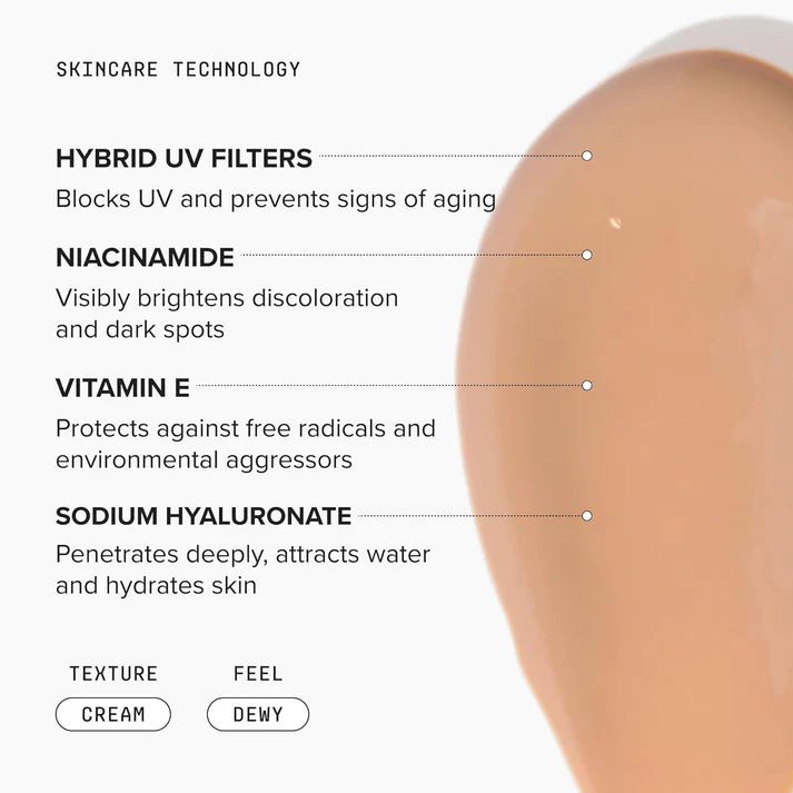 Hydrating Dewy Tinted Sunscreen for Face with Zinc Oxide & Octinoxate