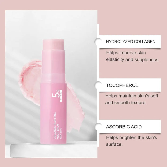 Pink Collagen Volume Multi Balm Stick, Korean Balm Stick for Face with Collagen