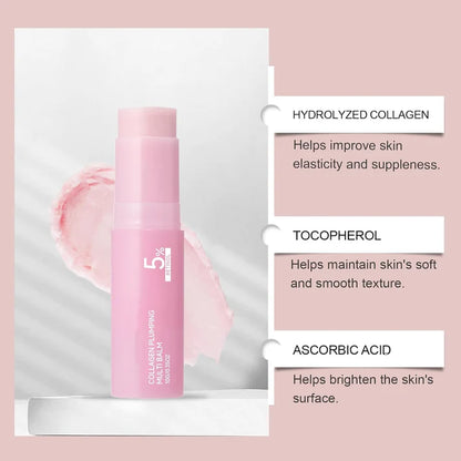 Pink Collagen Volume Multi Balm Stick, Korean Balm Stick for Face with Collagen