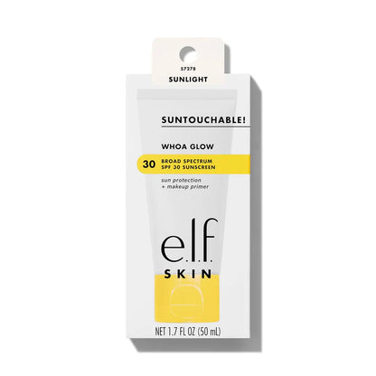 SKIN Suntouchable Whoa Glow SPF 30, Face Sunscreen & Makeup Primer with Hyaluronic Acid