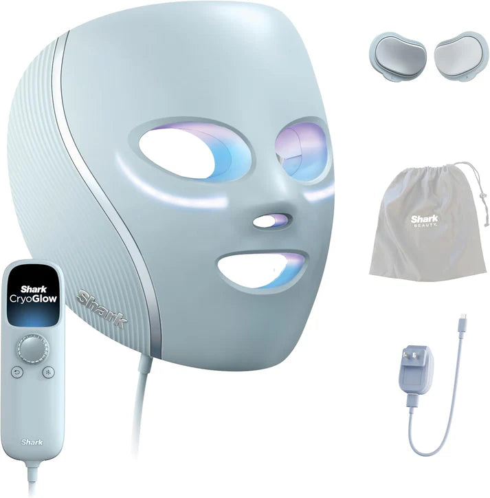 Shark CryoGlow LED Face Mask with Under-Eye Cooling, Anti-Ageing & Blemish Repair, Red & Blue LED, Infrared Light Therapy,