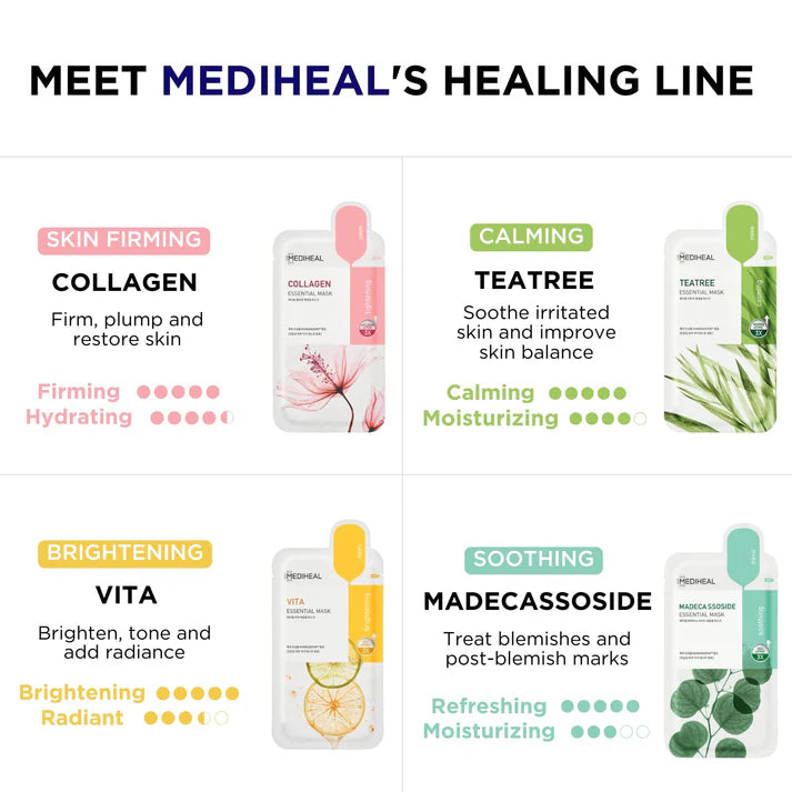 Mediheal New Essential HERO 16 pack Korean Skincare Facial Sheet Mask