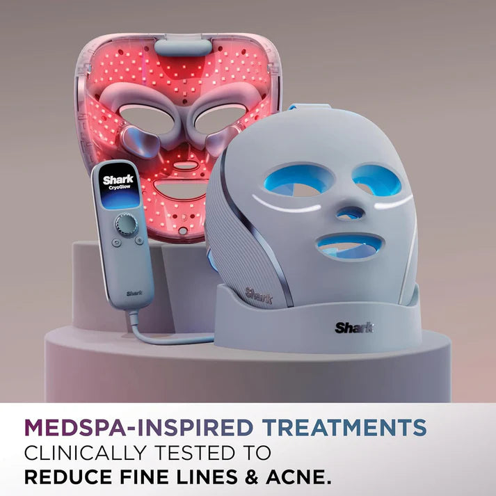 Shark CryoGlow LED Face Mask with Under-Eye Cooling, Anti-Ageing & Blemish Repair, Red & Blue LED, Infrared Light Therapy,